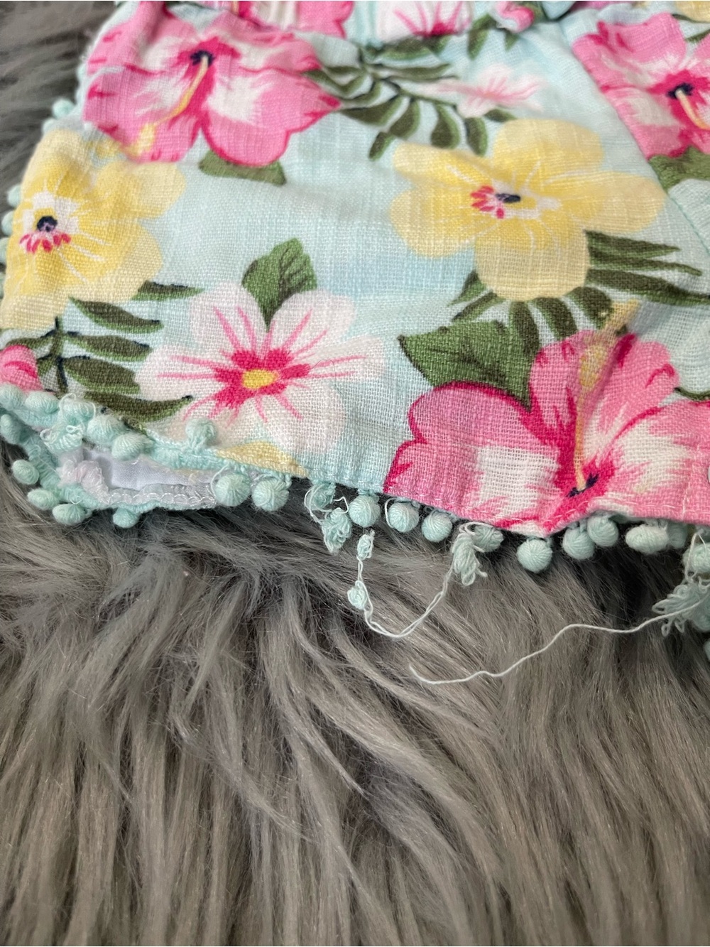 Little Me Baby Girls Tropical Floral Pom Pom Romper | 12 Months | Cotton - Picture 3 of 8